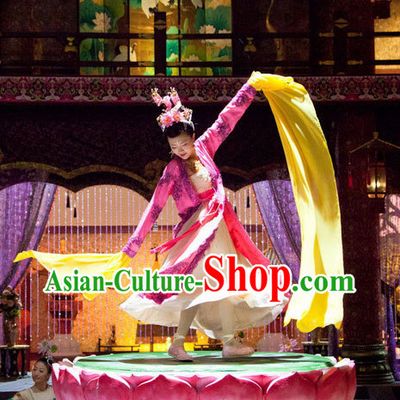 Chinese Classical Dance Competition Costumes and Hair Ornaments Complete Set