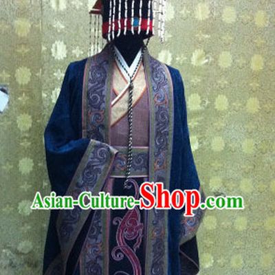China Ancient Emperor Qin Shi Huang Costumes and Hat