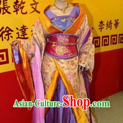 Ancient Chinese Tang Princess Clothing and Head Accessories Complete Set