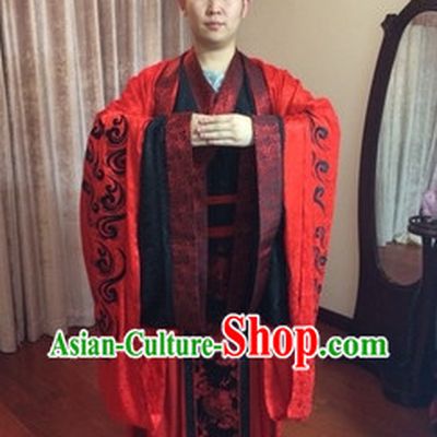 Traditional Chinese Wedding Bridegroom Dresses and Hat Complete Set