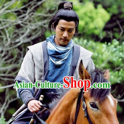 Ancient Chinese Long Black Wigs for Mens Long Hair