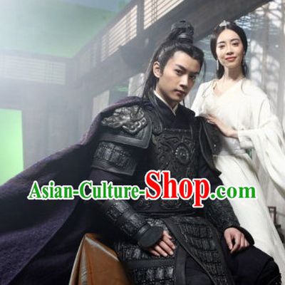 Chinese Knight Black Armor Helmet Costume Complete Set for Men