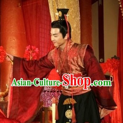 China Red Wedding Suit and Hair Accessories for Men