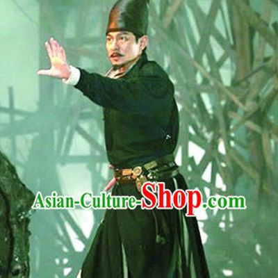 Chinese Black Knight Costume and Hat Complete Set for Men