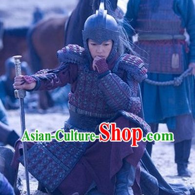 Chinese Ancient General Knight Armor Helmet Costumes Complete Set