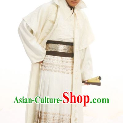 Chinese Royal Family Scholar Poet Hanfu Clothing and Hat for Men
