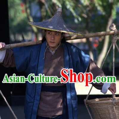 Ancient Chinese Servant Costume and Hat Complete Set