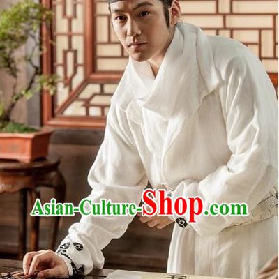 White Ancient Chinese Scholar Uniform Complete Set
