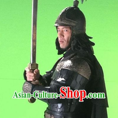 Ancient Chinese General Armor Uniform and Hat Complete Set