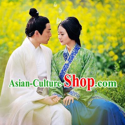 White Chinese Male Hanfu Clothing