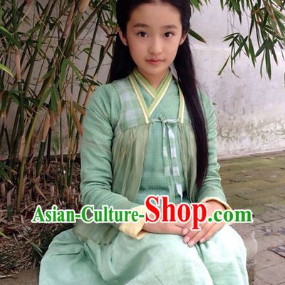 Traditional Chinese Mint Green Hanfu Outfit for Girs