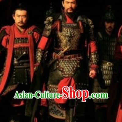 Chinese Ancient Hero Armor Costumes and Helmet Complete Set for Men