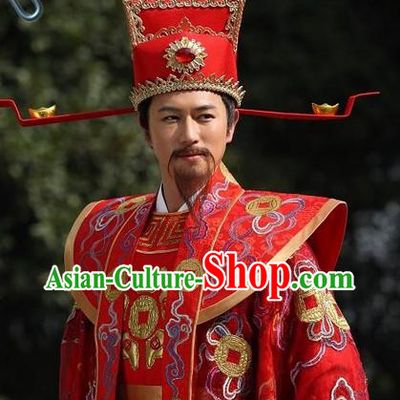 Traditional Chinese Cai Shen Clothing and Hat