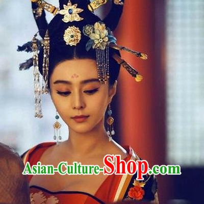 Chinese Tang Empress Wu Ze Tian Wig and Hair Accessory