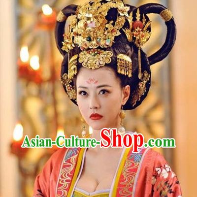 Chinese Classic Empress  Black Wig and Headwear