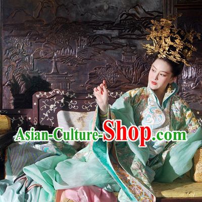 Chinese Classic Royal Palace Empress Clothes and Headwear Complete Set
