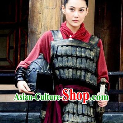 Chinese Classic Red Female Superhero Armor Suit Costumes Complete Set