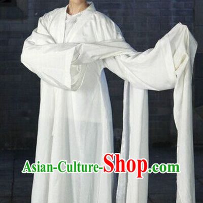 Chinese Classic White Long Sleeves Stage Dan Costumes