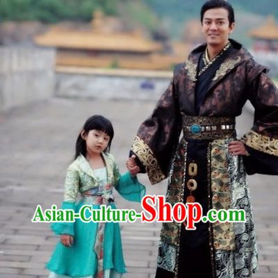 Chinese Classical Male Emperor Clothing and Hat Complete Set