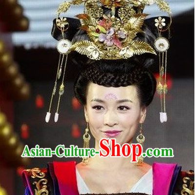 Chinese Classical Imperial Empress Phoenix Hair Accessories and Black Wig