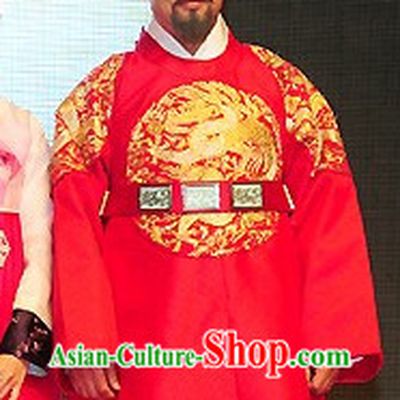 Traditional Korean Emperor Costumes and Hat Complete Set