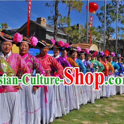 Chinese Traditional Asian Yi Minority Clothes for Women