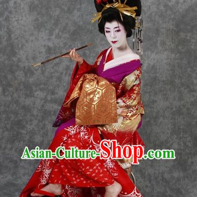 Japanese Geisha Costumes and Headwear Complete Set