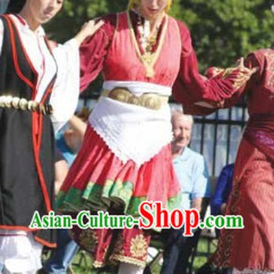 Traditional Greek Dance Costumes and Headband Complete Set for Women