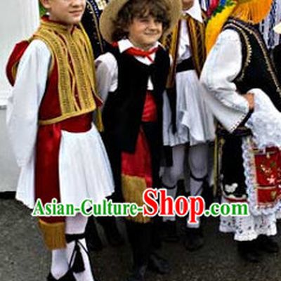Traditional Greek Clothes and Hat Complete Set for Boys