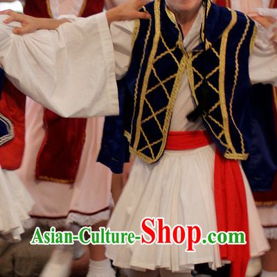 Traditional Greek Dancing Costumes and Hat Complete Set for Kids