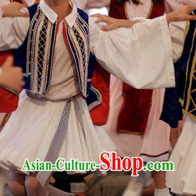 Traditional Greek National Costumes and Hat Complete Set for Kids