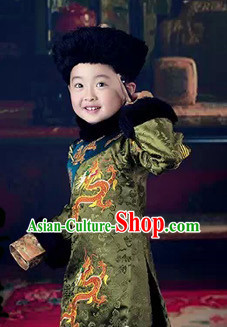 China Qing Manchu Prince Costumes and Hat Complete Set China Qing Manchu Prince Costumes and Hat Complete Set