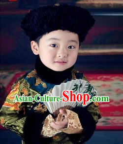 China Qing Manchu Prince Costumes and Hat Complete Set China Qing Manchu Prince Costumes and Hat Complete Set