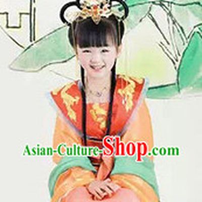 China Tang Princess Costumes and Headwear Complete Set for Girls