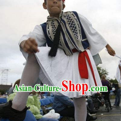Traditional Greek National Clothing and Hat Complete Set for Children