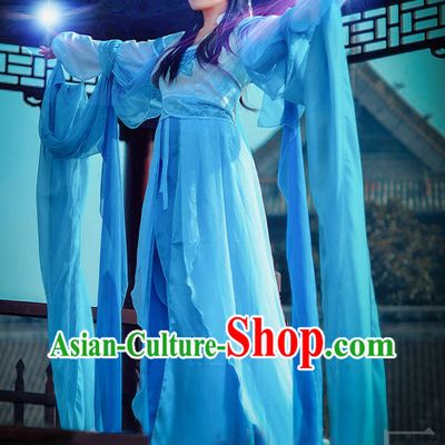 Ancient Chinese Blue Fairy Costumes Complete Set