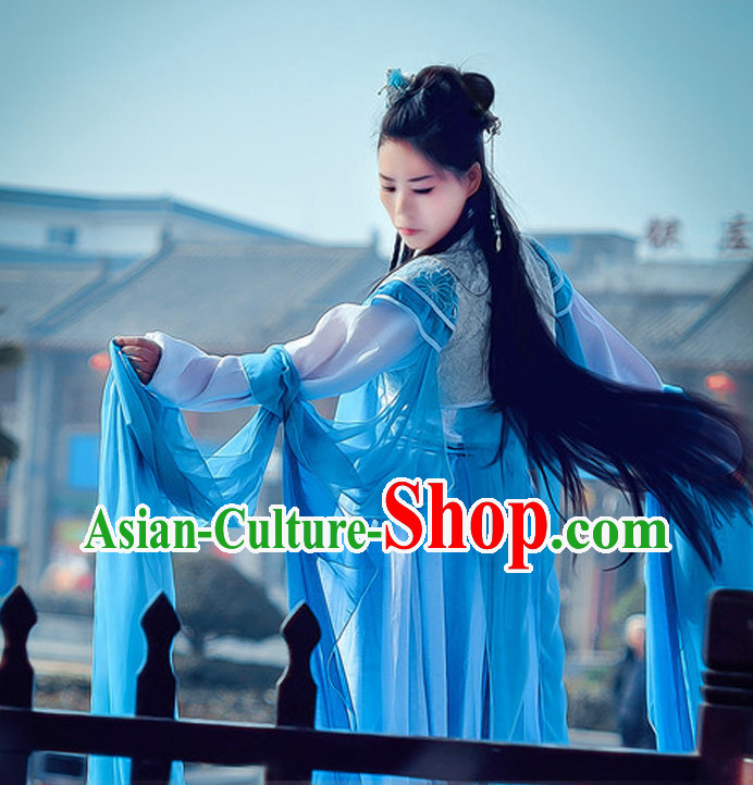 Ancient Chinese Blue Fairy Costumes Complete Set Ancient Chinese Blue Fairy Costumes Complete Set