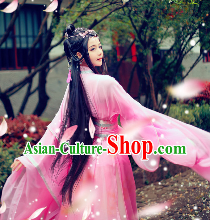 China Pink Fairy Wide Sleeves Classical Dancing Costumes Complete Set China Pink Fairy Wide Sleeves Classical Dancing Costumes Complete Set