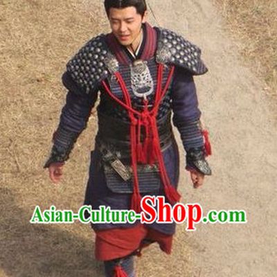 China Ancient General Superhero Armor Costumes and Headwear Complete Set