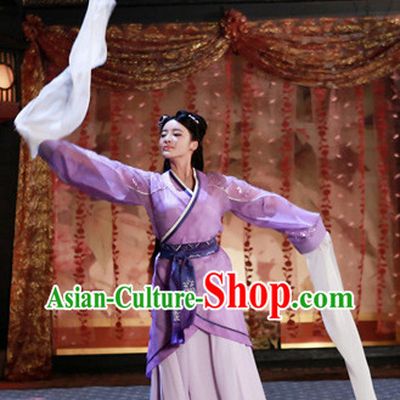 Asian China Han Dynasty Long Water Sleeve Hanfu Dance Costumes