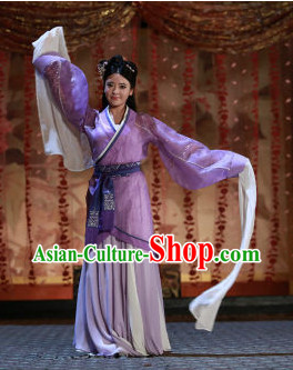 Asian China Han Dynasty Long Water Sleeve Hanfu Dance Costumes Asian China Han Dynasty Long Water Sleeve Hanfu Dance Costumes