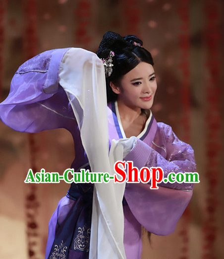 Asian China Han Dynasty Long Water Sleeve Hanfu Dance Costumes Asian China Han Dynasty Long Water Sleeve Hanfu Dance Costumes