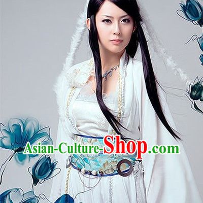 Pure White Goddess Costumes and Hair Accessories