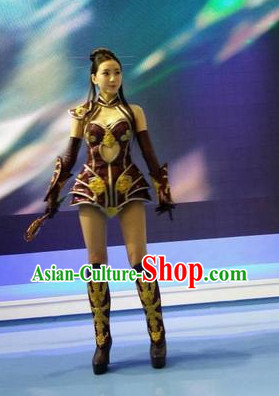 Asian China Goddess Armor Cosplay Sexy Costumes for Girls