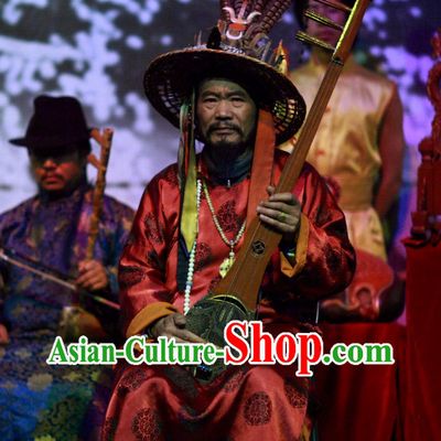 China Yunnan Lijiang Minority Ethnic Long Robe and Hat for Men