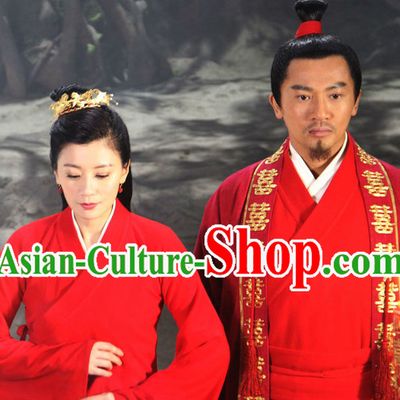 Chinese Red Wedding Dresses for Men and Women
