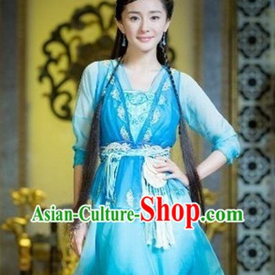 Chinese Blue Swordswoman Costumes