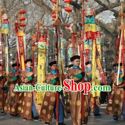 Chinese Flag Holder Stage Costumes and Hat
