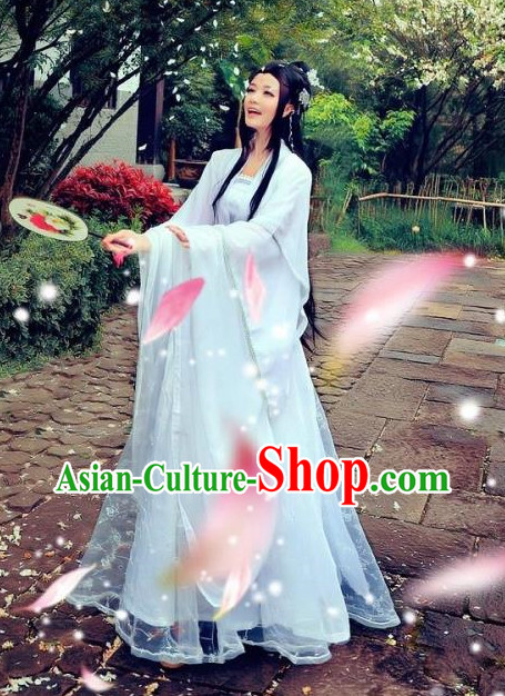 Pure White China Hanfu Dress for Women Pure White China Hanfu Dress for Women