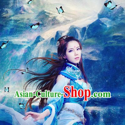 China Blue Sexy Halloween Carnival Costumes for Girls